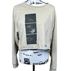 Forever 21 + Tops | Nasa Graphic Long Sleeve Beige Brown Semi Crop Tee size XL